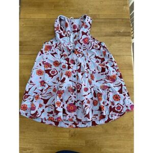 Free People Red Orange Light Blue Floral Small Dress Sleeveless With Pockets